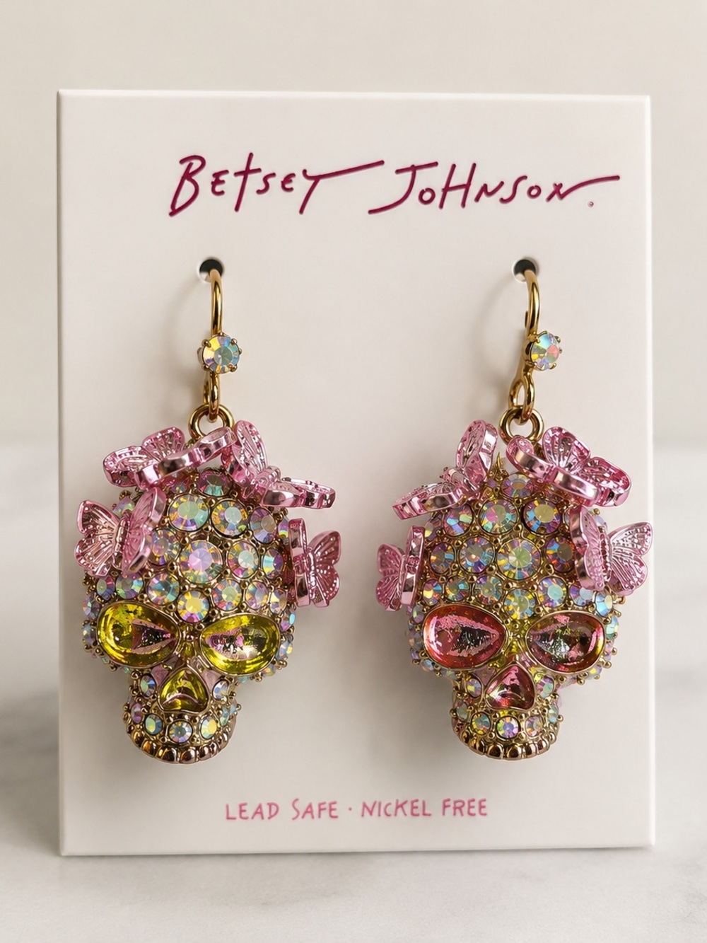 Betsey Johnson | Dia de los Muertos Sugar Skull Butterfly Leverback Earrings 💀🦋